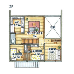 40坪/二階建て/収納充実 間取り図