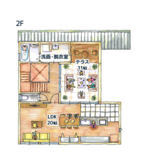 40坪/二階建て/ガレージ 間取り図