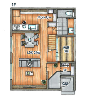 29坪/二階建て/家事楽 間取り図